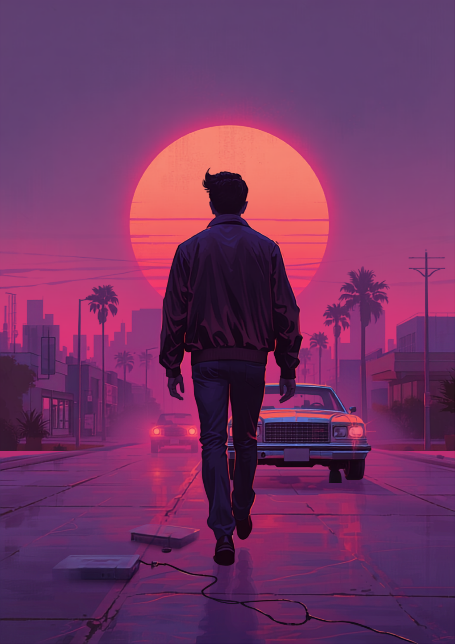 Pop Music: Fact or Fiction ebook cover - 80s retro night walk with neon glow