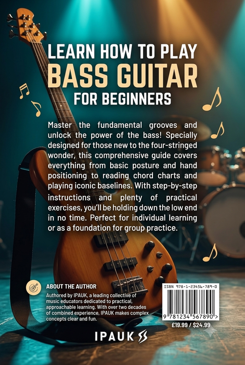 Learn How to Play Bass Guitar for Beginners ebook cover mockup
